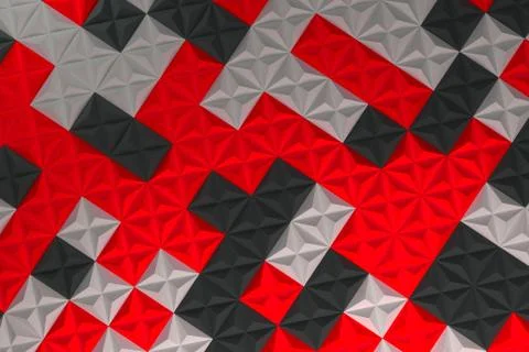 Pattern of black, white and red pyramid shapes Stock Illustration