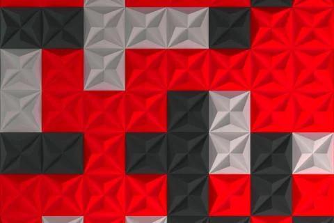 Pattern of black, white and red pyramid shapes Stock Illustration