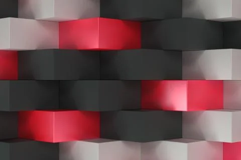 Pattern with black, white and red rectangular shapes Stock Illustration