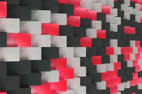 Pattern with black, white and red rectangular shapes Stock Illustration