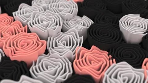 Pattern from black, white and red flowers Stock Illustration