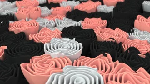 Pattern from black, white and red flowers Stock Illustration