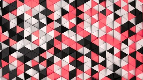 Pattern of black, white and red triangle prisms Illustrazione stock