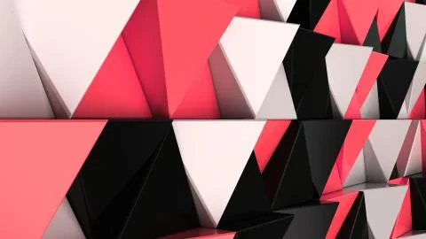 Pattern of black, white and red triangle prisms Stock Illustration
