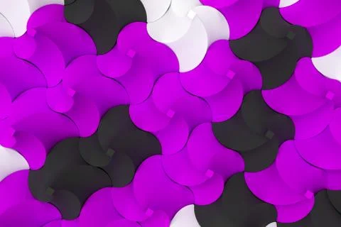 Pattern of black, white and violet twisted pyramid shapes Stock Illustration