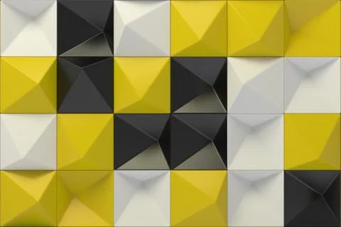 Pattern of black, white and yellow pyramid shapes イラスト素材