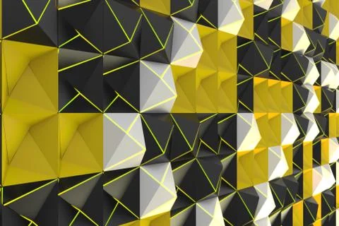 Pattern of black, white and yellow pyramid shapes Stock Illustration