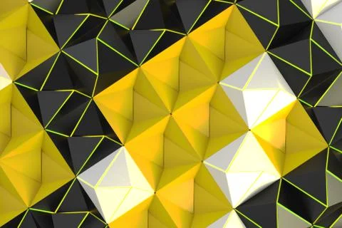 Pattern of black, white and yellow pyramid shapes Stock Illustration