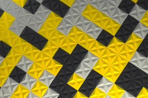 Pattern of black, white and yellow pyramid shapes Stock Illustration