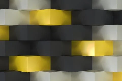Pattern with black, white and yellow rectangular shapes Illustrazione stock