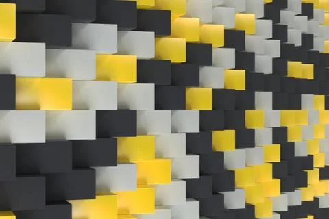 Pattern with black, white and yellow rectangular shapes Stock Illustration