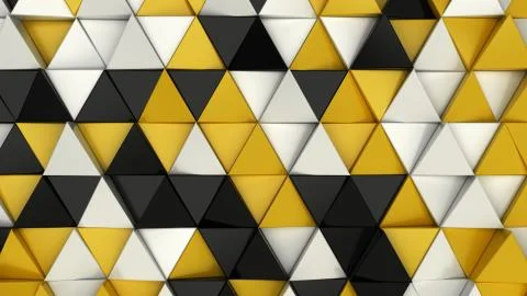 Pattern of black, white and yellow triangle prisms Stock Illustration