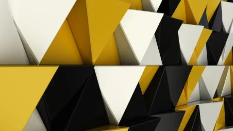 Pattern of black, white and yellow triangle prisms Stock Illustration