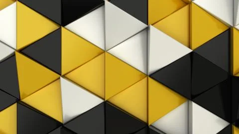 Pattern of black, white and yellow triangle prisms Stock Illustration