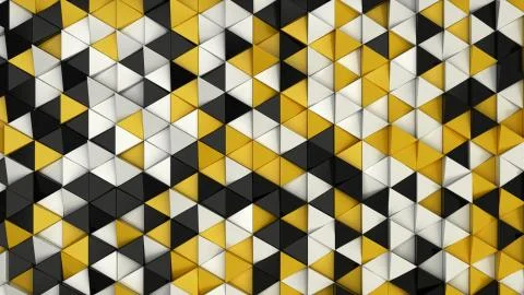 Pattern of black, white and yellow triangle prisms Stock Illustration