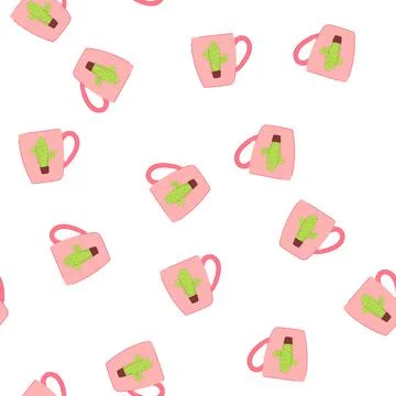 Pattern blank cup ceramic cartoon vector Stock Illustration