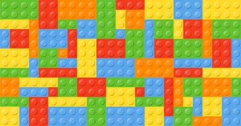 Pattern blocks toy background. Toy bricks. Plastic construction blocks. Vec.. Stock Illustration