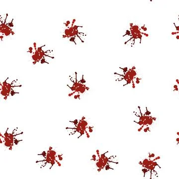 Pattern Blood splatter splashing red liquid dropping on white background Illustrazione stock
