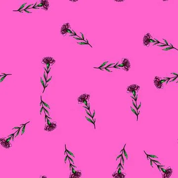 Pattern bloom carnation sketch hand drawn Stock Illustration