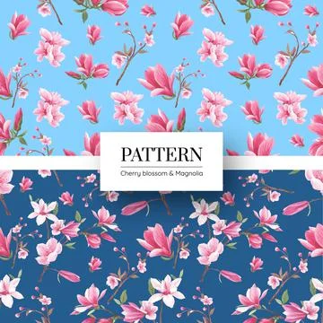 Pattern with blossom bird concept design watercolor illustration Stock Illustration