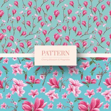 Pattern with blossom bird concept design watercolor illustration Stock Illustration