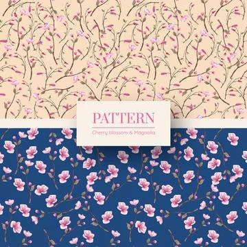 Pattern with blossom bird concept design watercolor illustration Stock Illustration