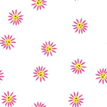 Pattern blossom flower face cartoon vector Stock Illustration