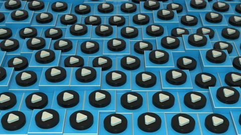 Pattern With Blue And Black Plastic Cubes And Rotating Triangles Stock Footage 133990531