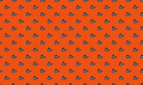 Pattern of blue and green birds on orange background 库存插图