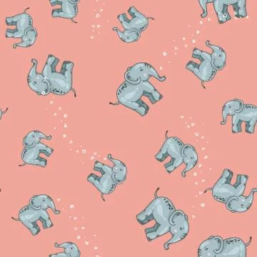 Pattern of blue and grey elephants. Background with elephants. Children's pat Stock Illustration