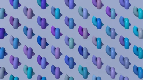 Pattern of blue and purple geometric shapes. 3d animation. Stock Footage 275974558