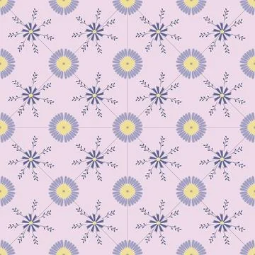 Pattern with blue and yellow flowers 스톡 일러스트