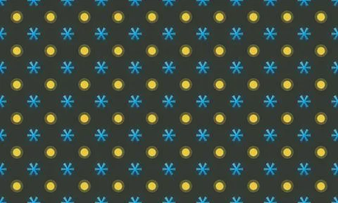 Pattern of blue and yellow flowers on black background Stock Illustration