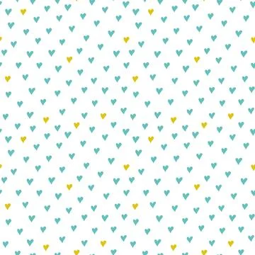 Pattern with blue and yellow hearts Stock Illustration