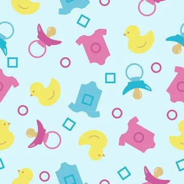 Pattern blue baby items vector Stock Illustration