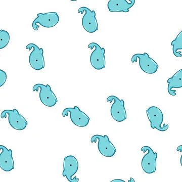 Pattern Blue cartoon whale drawing representing a bath toy Illustrazione stock