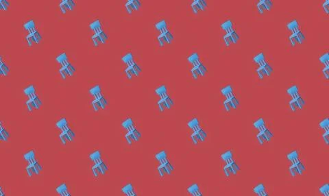 Pattern of blue chairs on a red background Stock Illustration