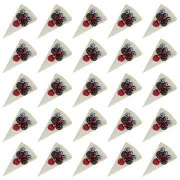 Pattern of blue cheesecakes with berries Stock Photos