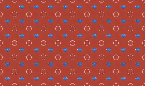 Pattern of blue diamonds and circles on red background Stock Illustration