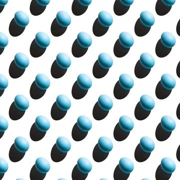 A pattern of blue eggs with a hard shadow on a white background. Stock-Fotos