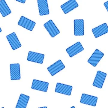 Pattern Blue fabric patch with diagonal stripes and stitching Illustrazione stock