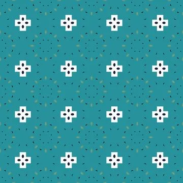 The pattern of the blue flower is made from small white flowers Stock Illustration