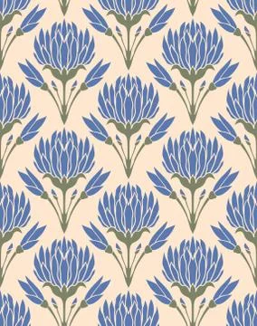 Pattern with blue flowers. Stock Illustration