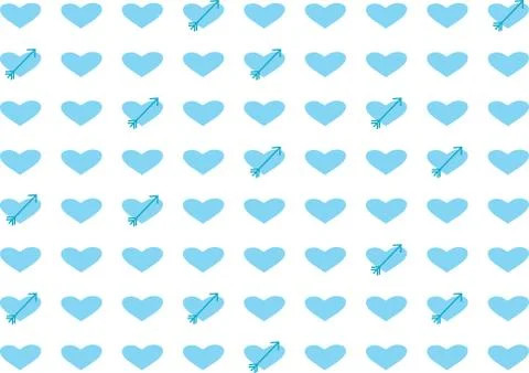 Pattern of blue hearts and arrows Stock Illustration