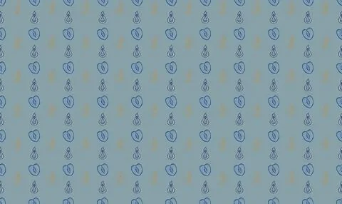 Pattern of blue hearts and droplets on light blue background Stock Illustration