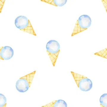 Pattern with blue ice cream Stock Illustration