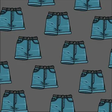 Pattern of blue jeans pants on gray background. Fashion pattern Stock Illustration