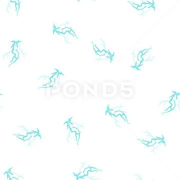 Pattern blue lightning striking ground creating electric impact イラスト素材