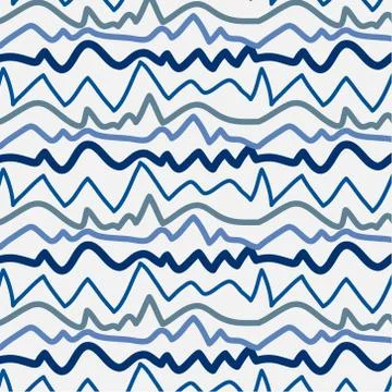 Pattern With Blue Lines Hand Drawn. Stock Illustration