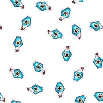 Pattern Blue liquid poison potion in fancy bottle Stock Illustration